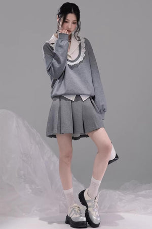 Chenwu Gray Pleated Three-Piece Set