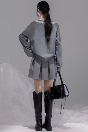 Chenwu Gray Pleated Three-Piece Set