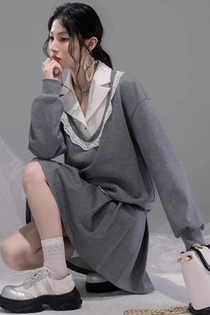 Chenwu Gray Pleated Three-Piece Set