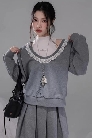 Chenwu Gray Pleated Three-Piece Set