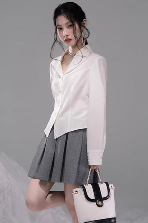 Chenwu Gray Pleated Three-Piece Set