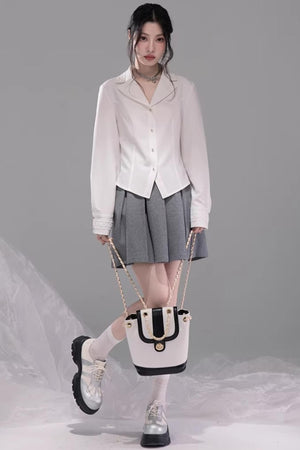 Chenwu Gray Pleated Three-Piece Set