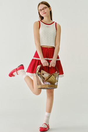 Cherry Cheese Roll Lace Vest