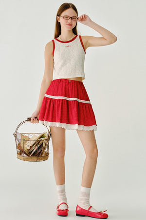 Cherry Cheese Roll Lace Vest