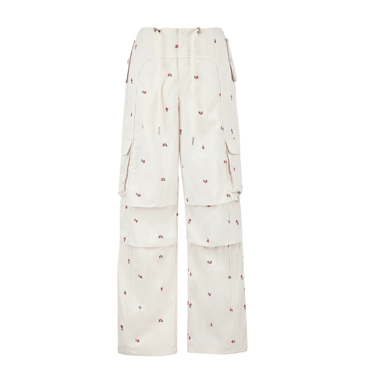Cherry embroidered cargo pants