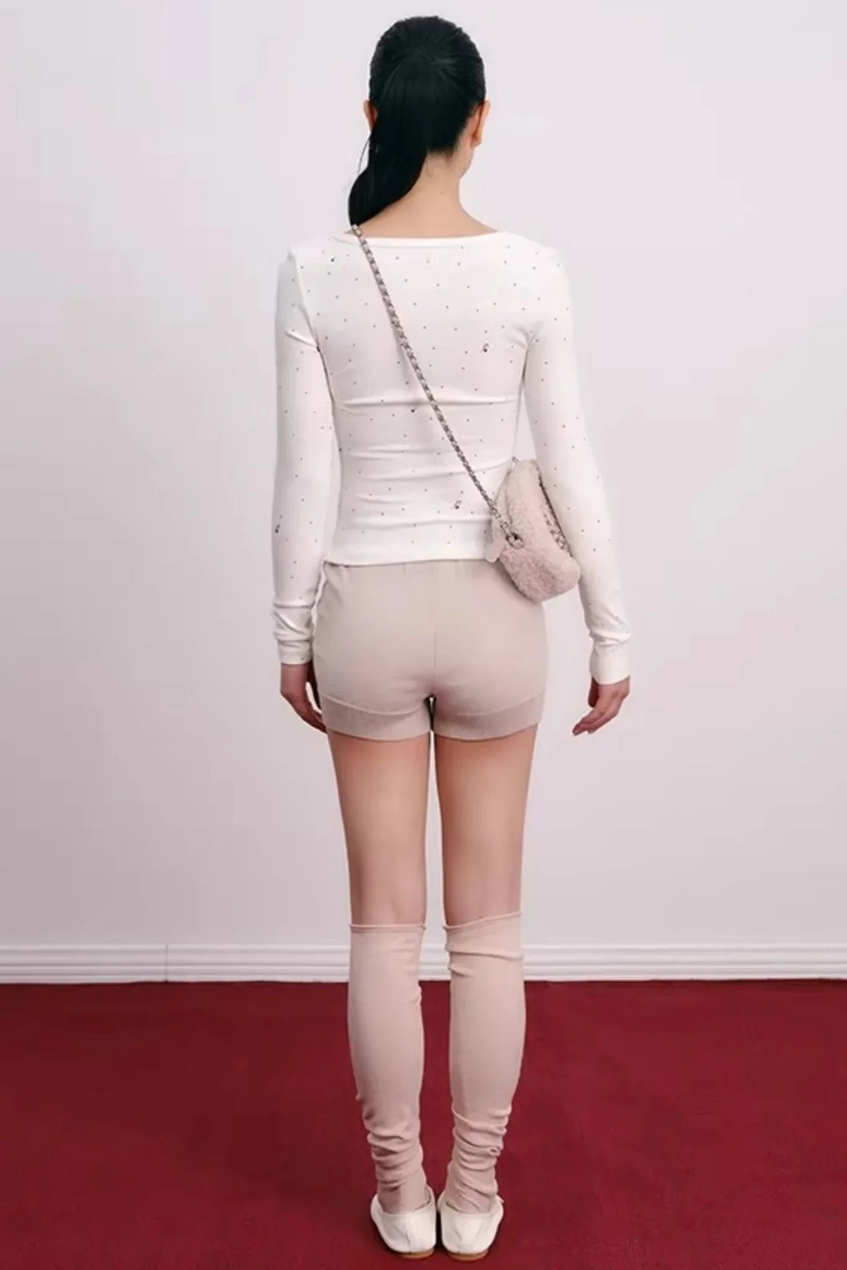 Cherry Embroidery Half-Zip Top Set-Up