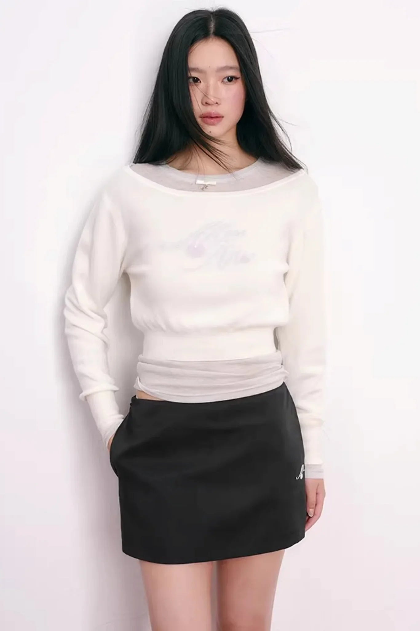 Cherry Jacquard Wool Top