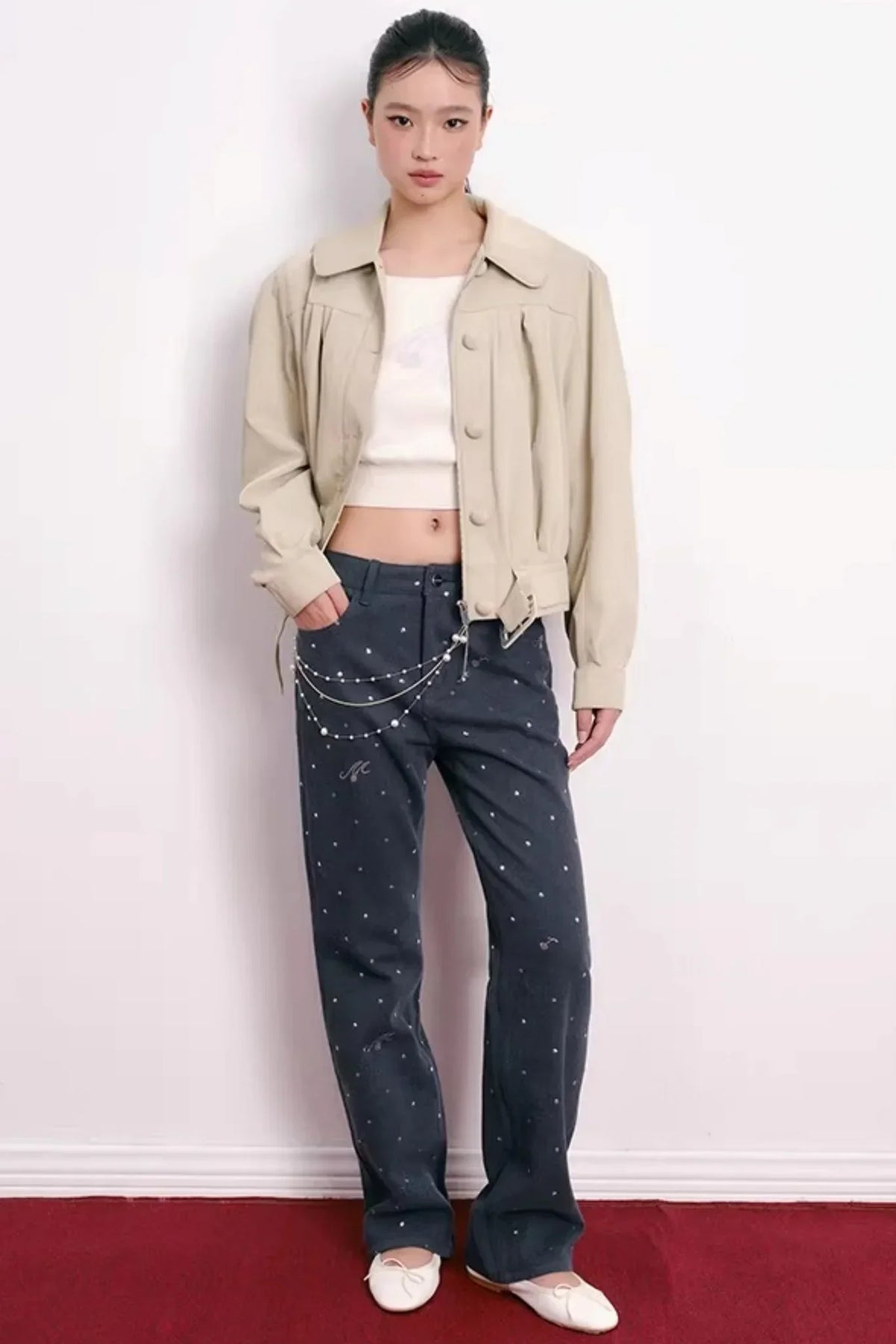 Cherry Jacquard Wool Top