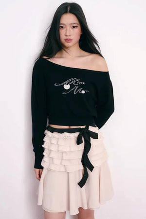 Cherry Jacquard Wool Top