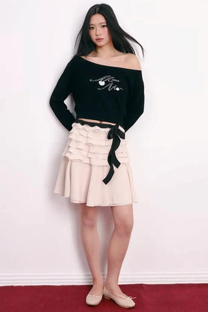 Cherry Jacquard Wool Top