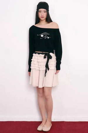 Cherry Jacquard Wool Top