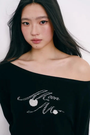 Cherry Jacquard Wool Top
