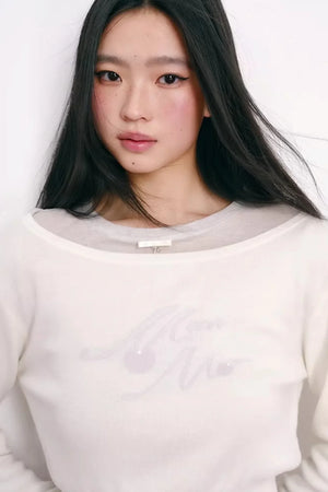 Cherry Jacquard Wool Top
