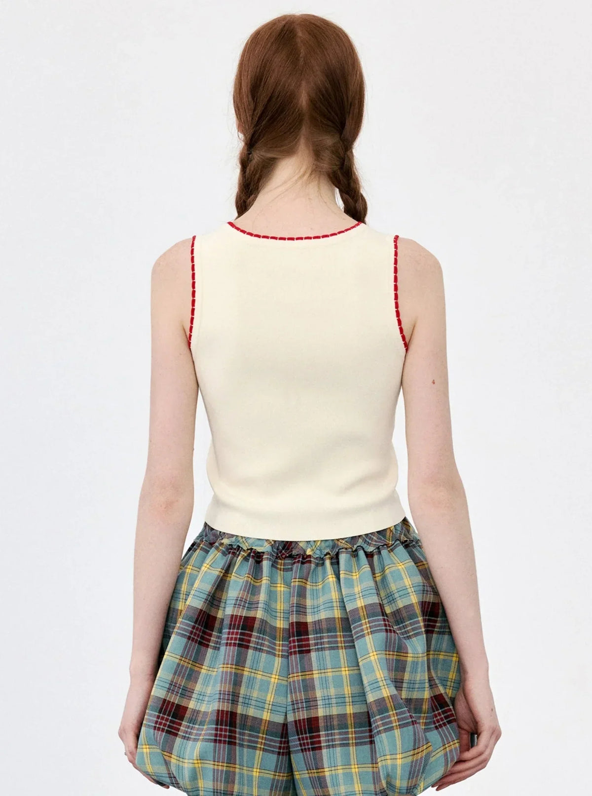 Cherry Lace Embroidered Knit Vest Top