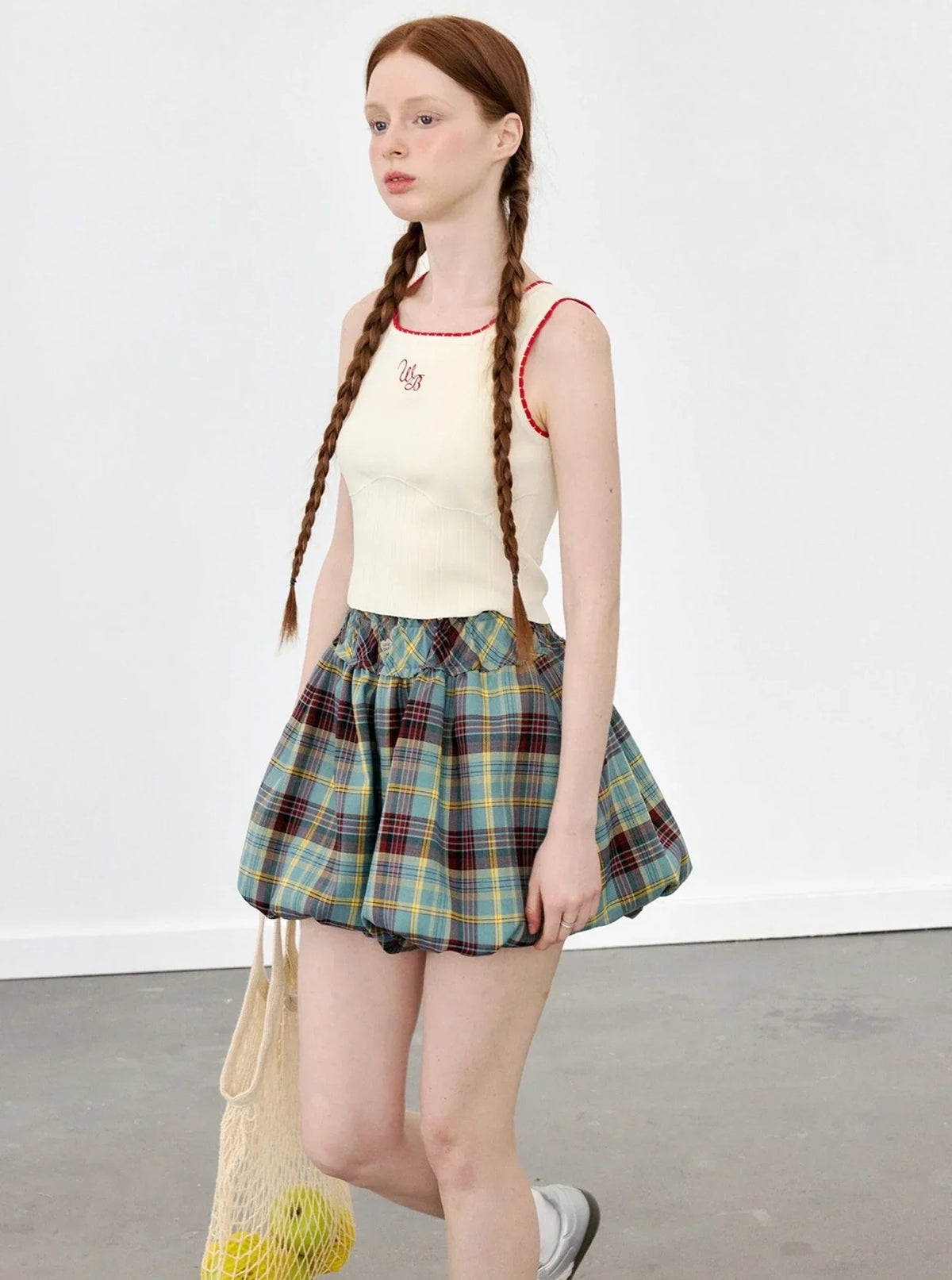 Cherry Lace Embroidered Knit Vest Top