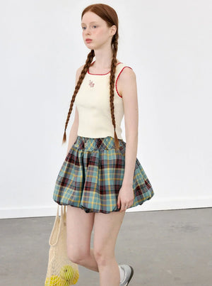 Cherry Lace Embroidered Knit Vest Top