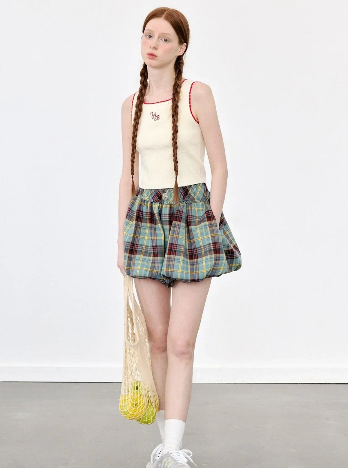 Cherry Lace Embroidered Knit Vest Top
