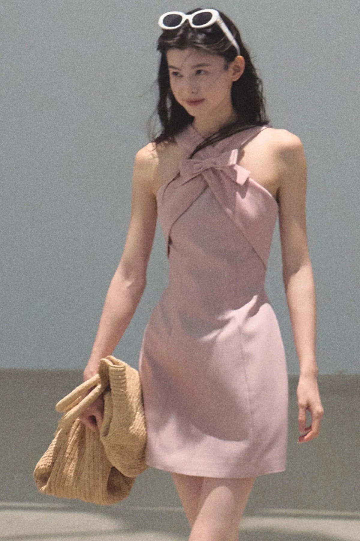 Cherry Melon Sleeveless Halterneck A-Line Dress