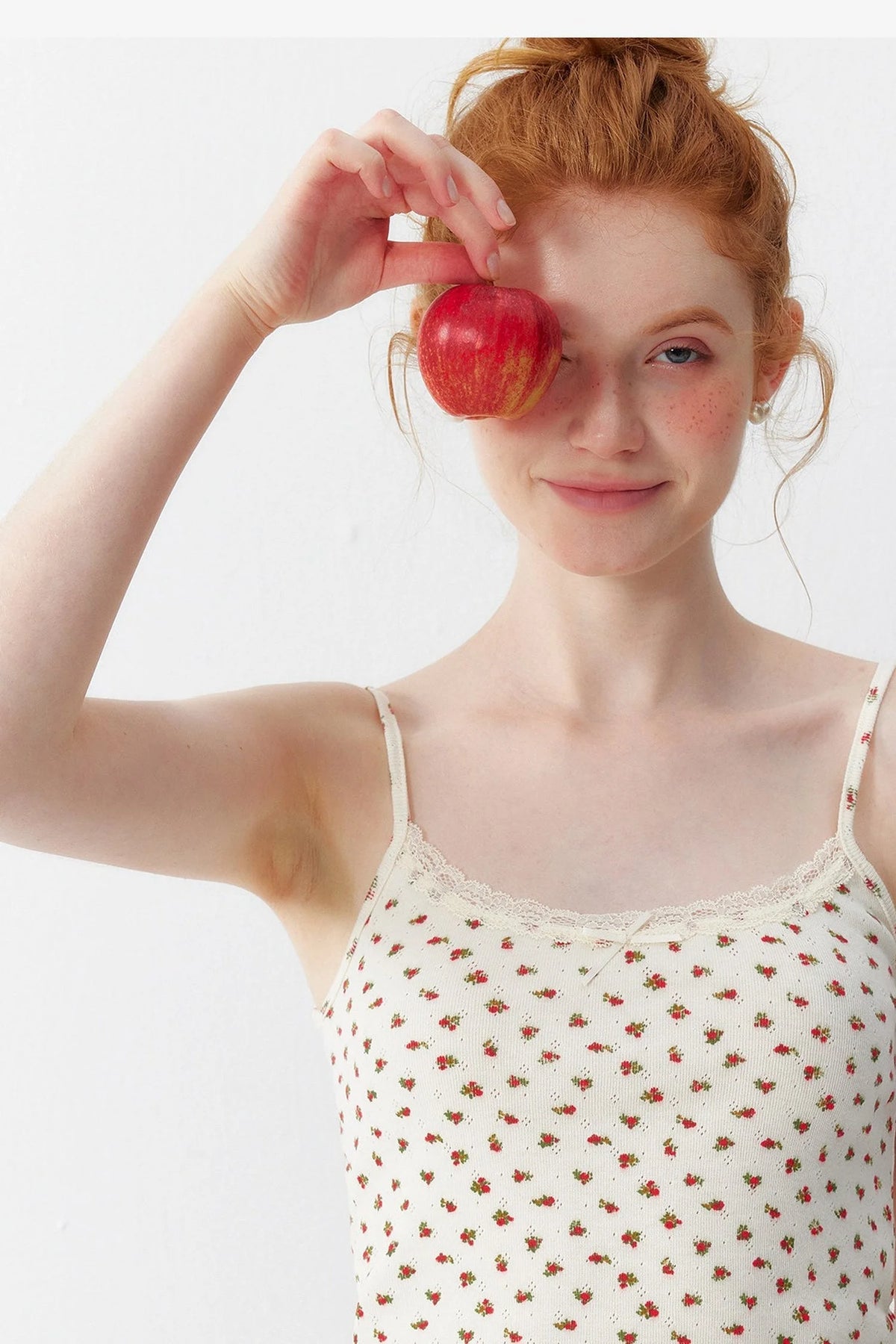 Cherry Print Cotton Lace Camisole