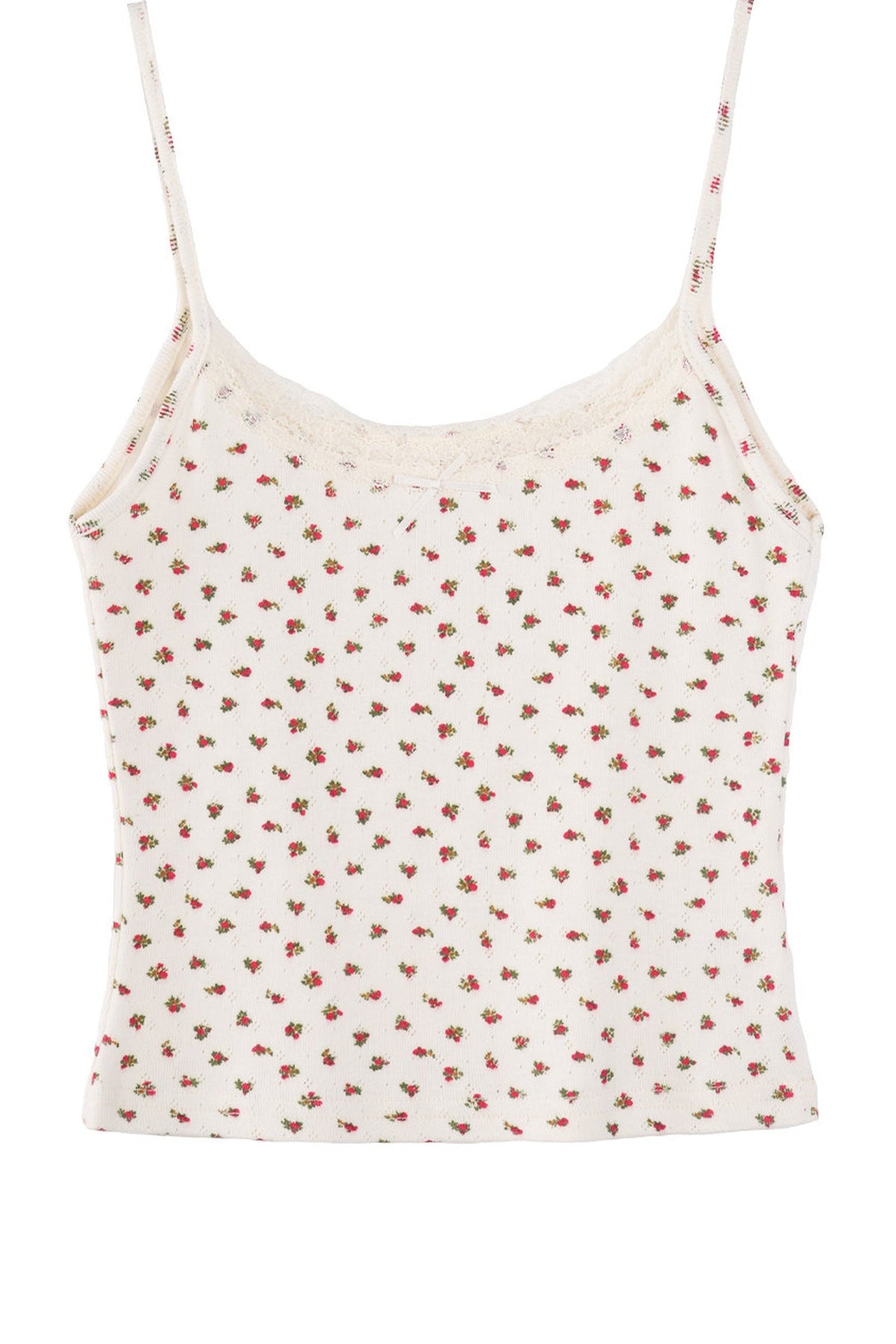 Cherry Print Cotton Lace Camisole