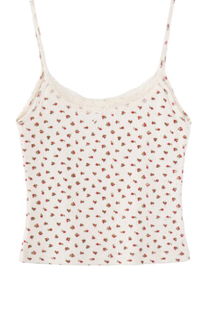 Cherry Print Cotton Lace Camisole