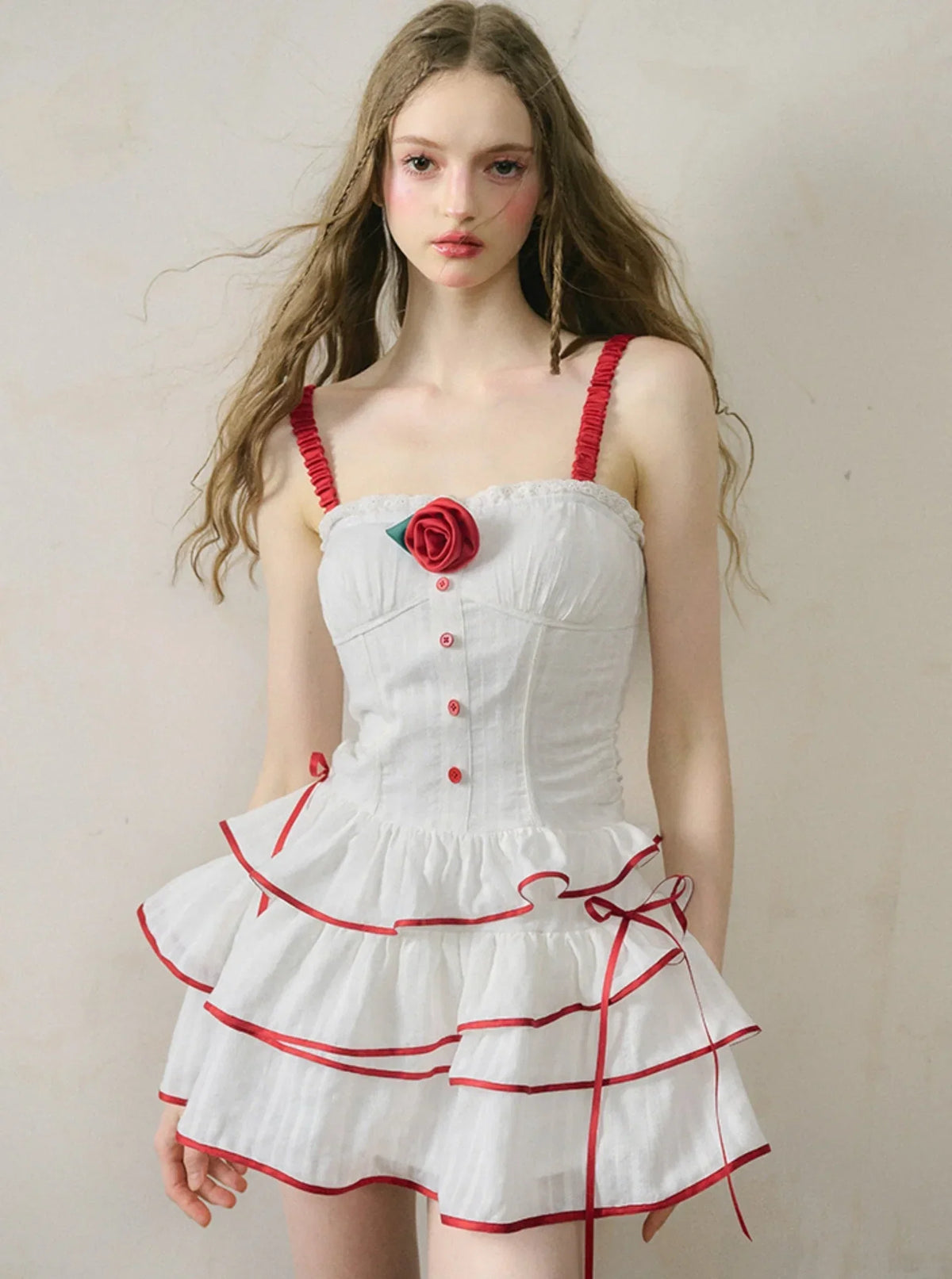 Cherry Red Jacquard Dress