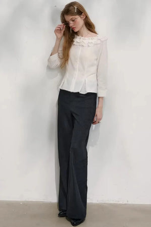 Chestnut Hand-Rolled Flared Pants