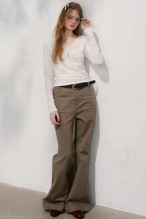 Chestnut Hand-Rolled Flared Pants