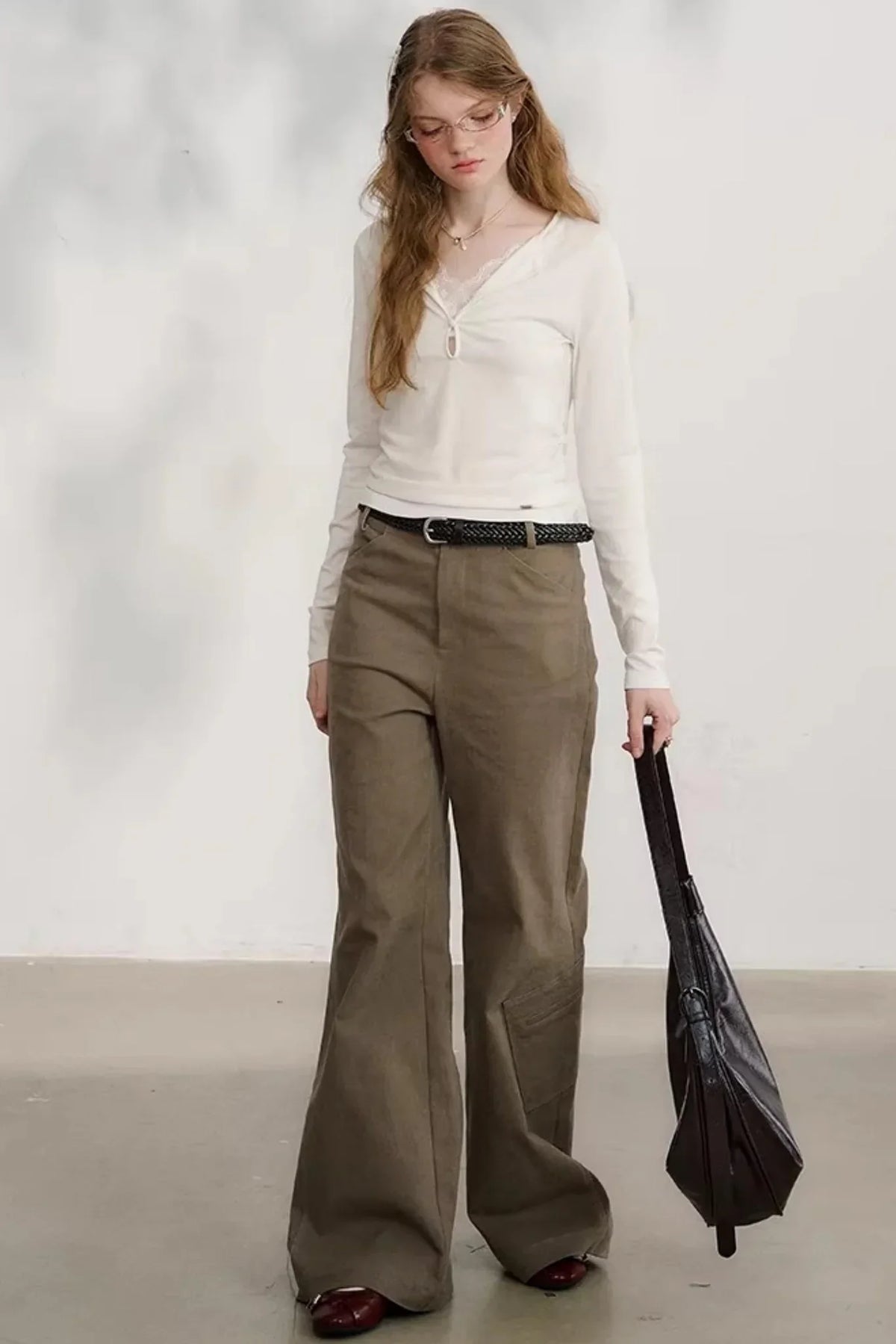Chestnut Hand-Rolled Flared Pants
