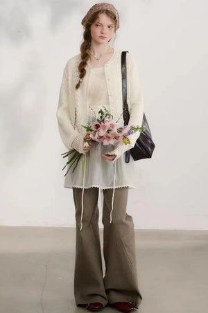 Chestnut Hand-Rolled Flared Pants