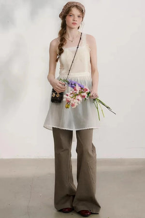 Chestnut Hand-Rolled Flared Pants