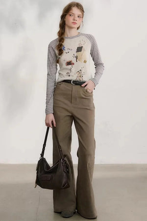 Chestnut Hand-Rolled Flared Pants