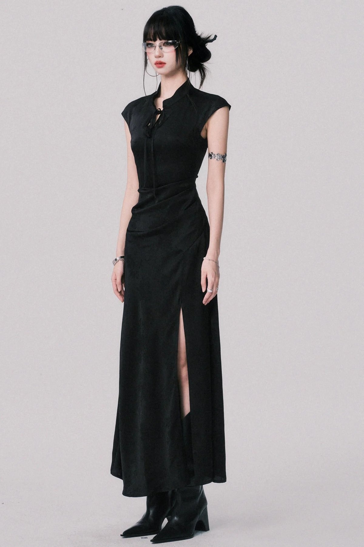 Chic Black Jacquard Dress