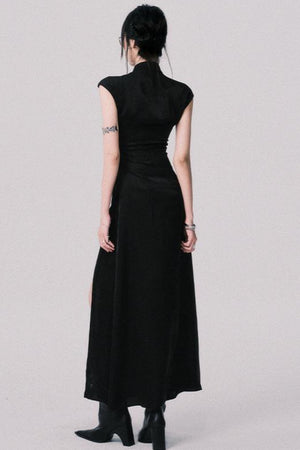 Chic Black Jacquard Dress