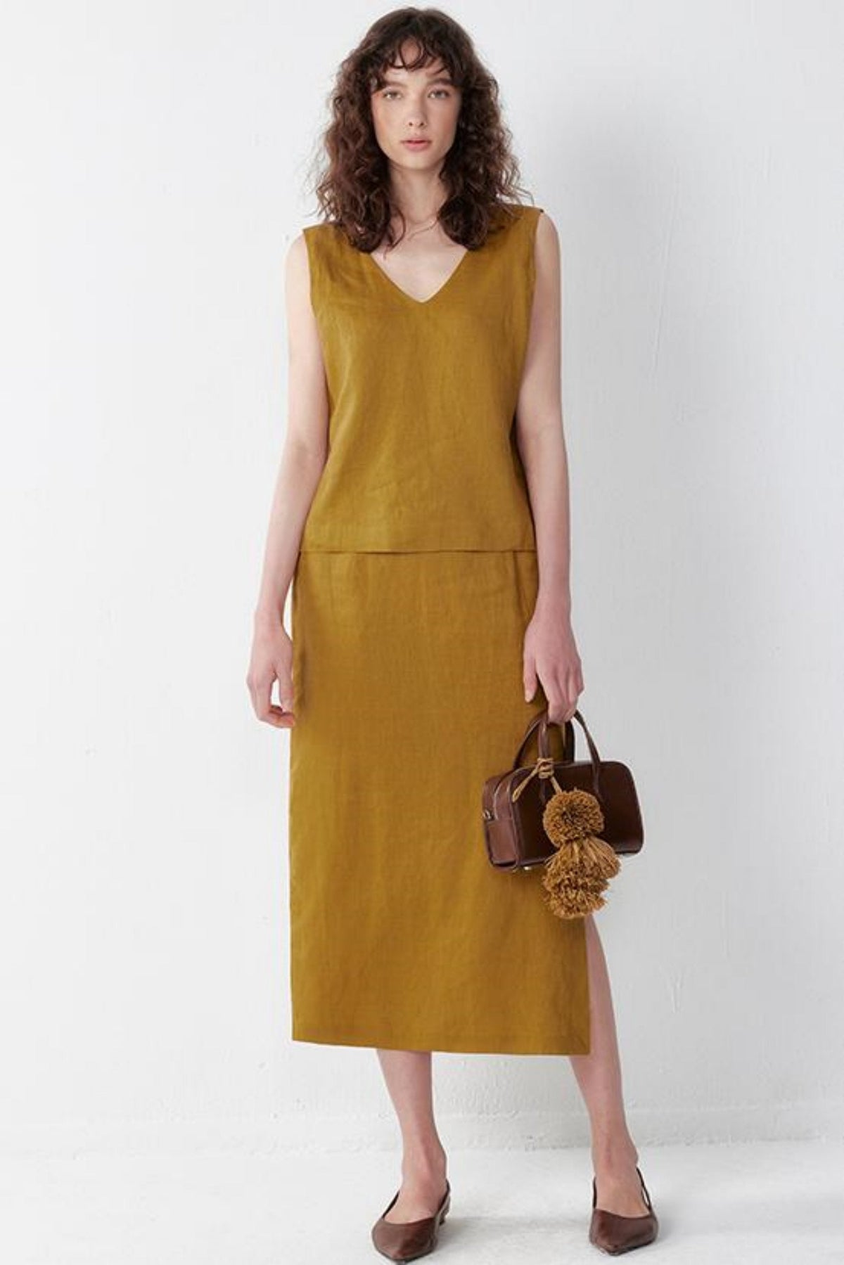 Chic Bowknot V-Neck Vest Set-Up