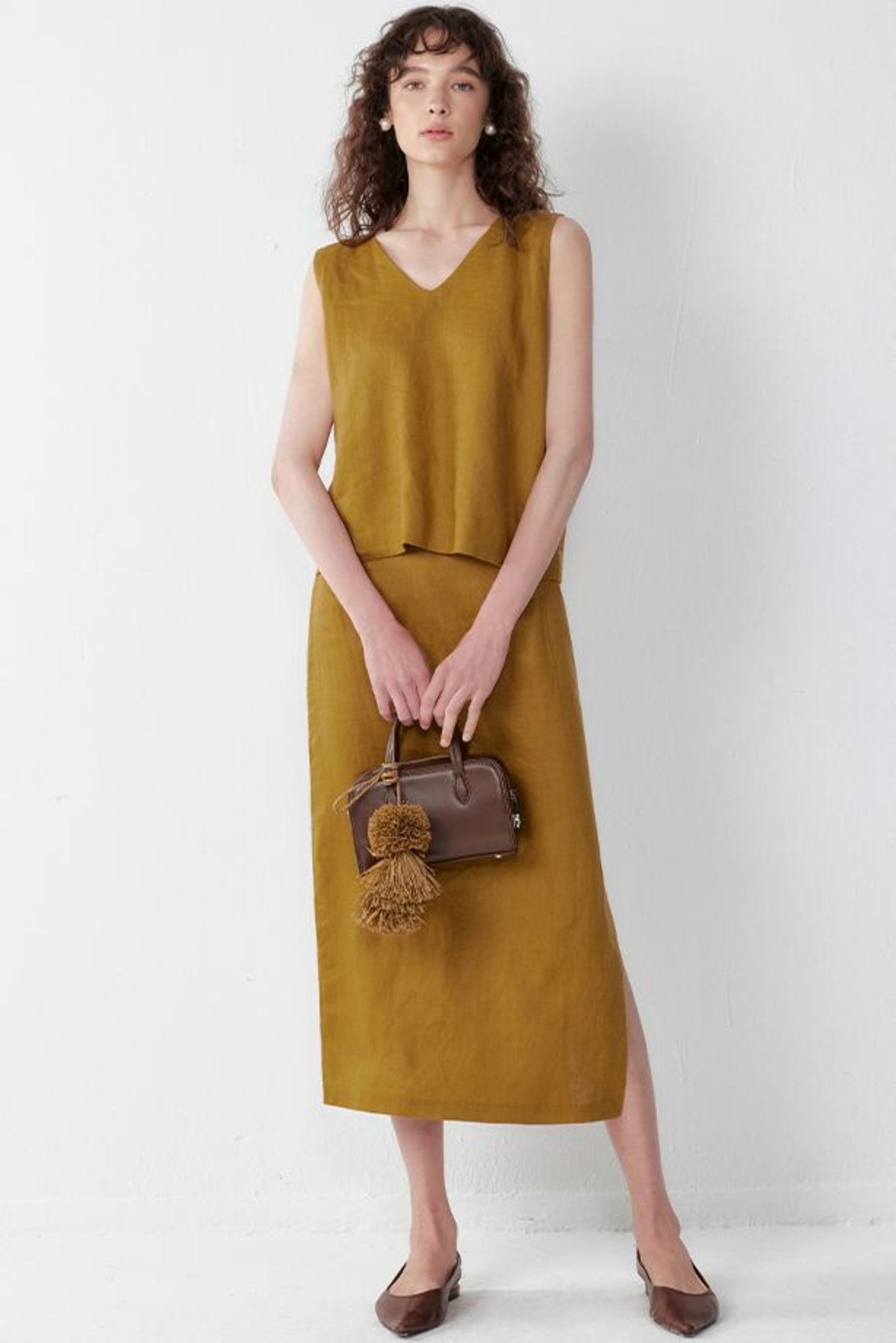 Chic Bowknot V-Neck Vest Set-Up
