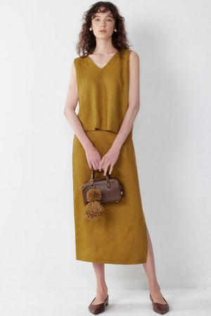 Chic Bowknot V-Neck Vest Set-Up