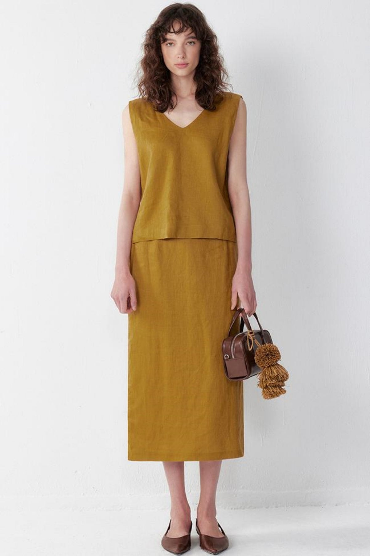 Chic Bowknot V-Neck Vest Set-Up