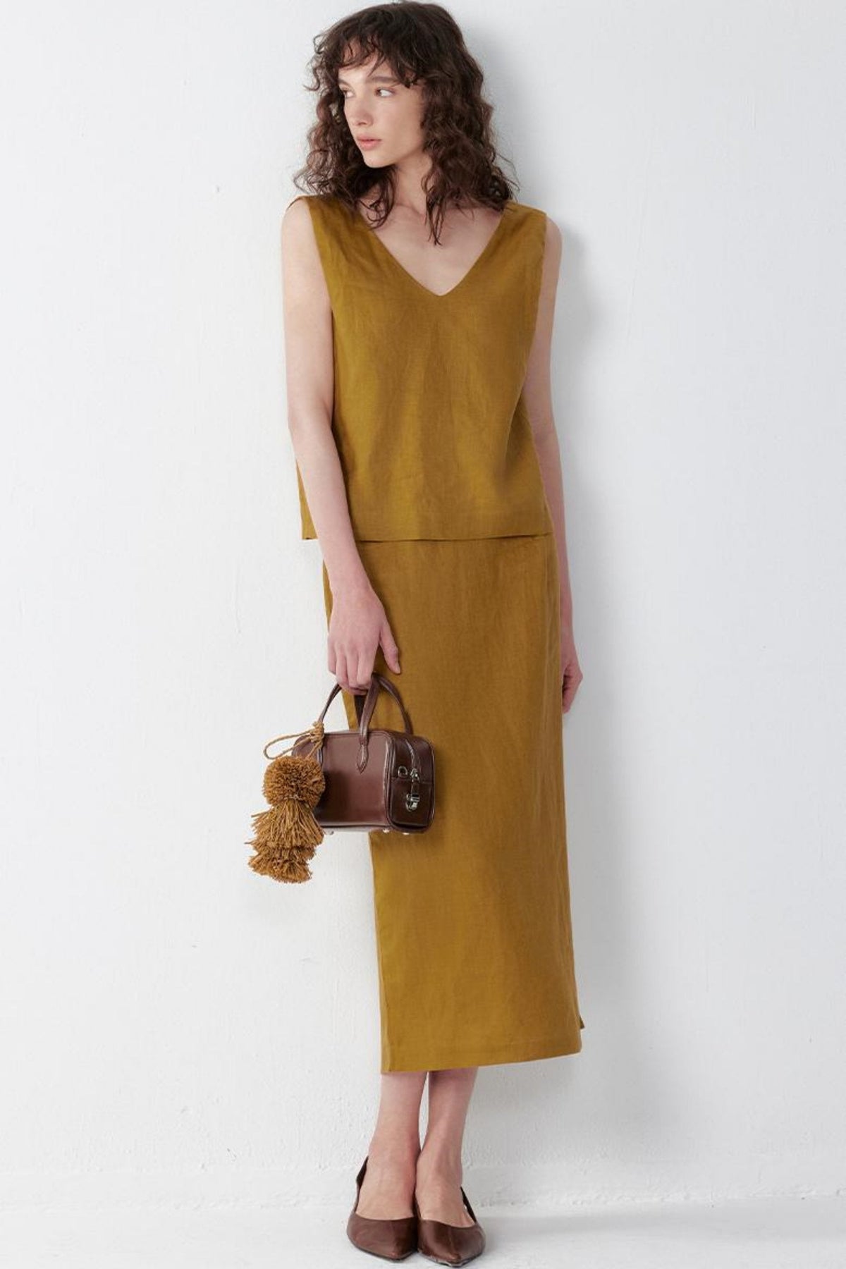 Chic Bowknot V-Neck Vest Set-Up