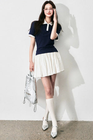 Chic Color-Block Polo Tee