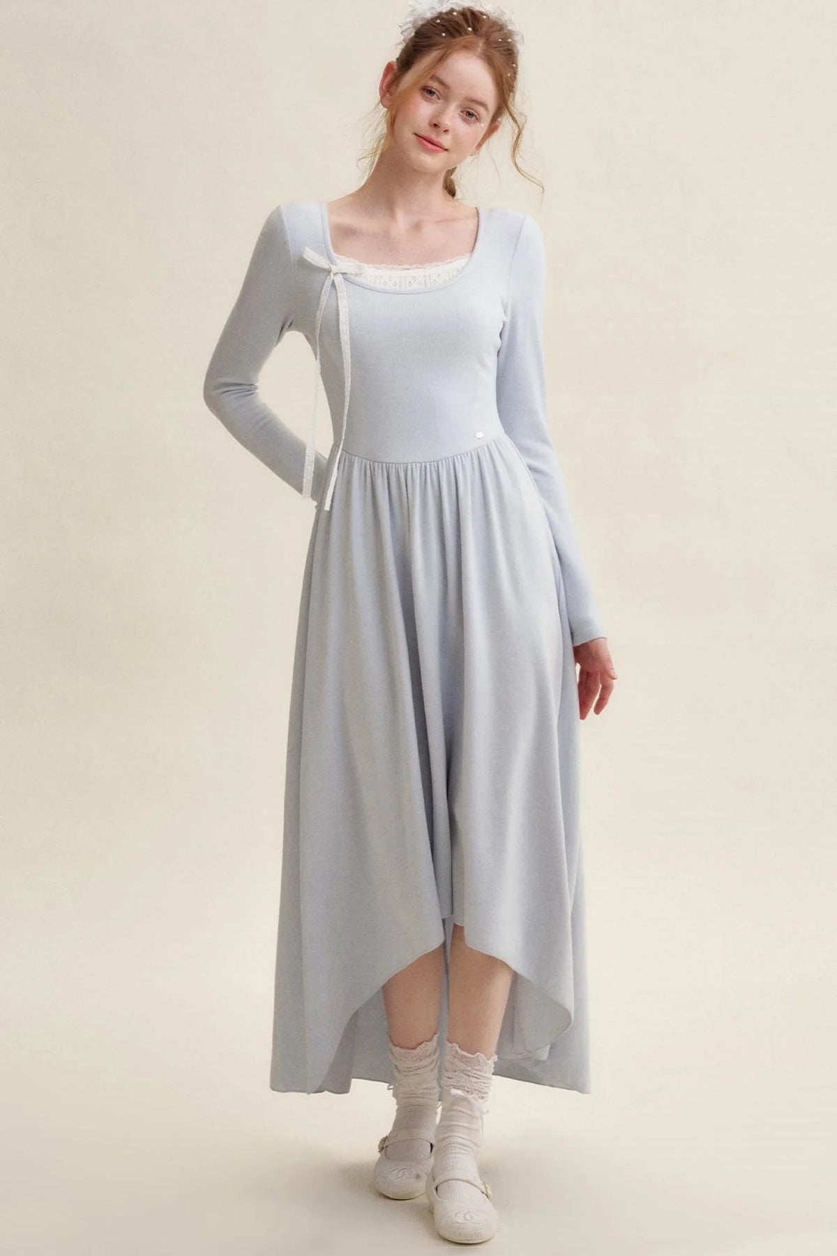 Chic Hollow Lace Flare Dress