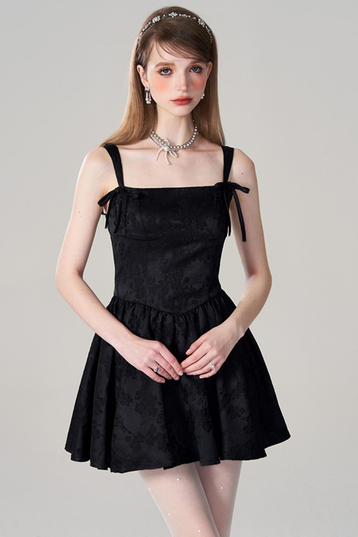 Chic Jacquard Double Strap Dress