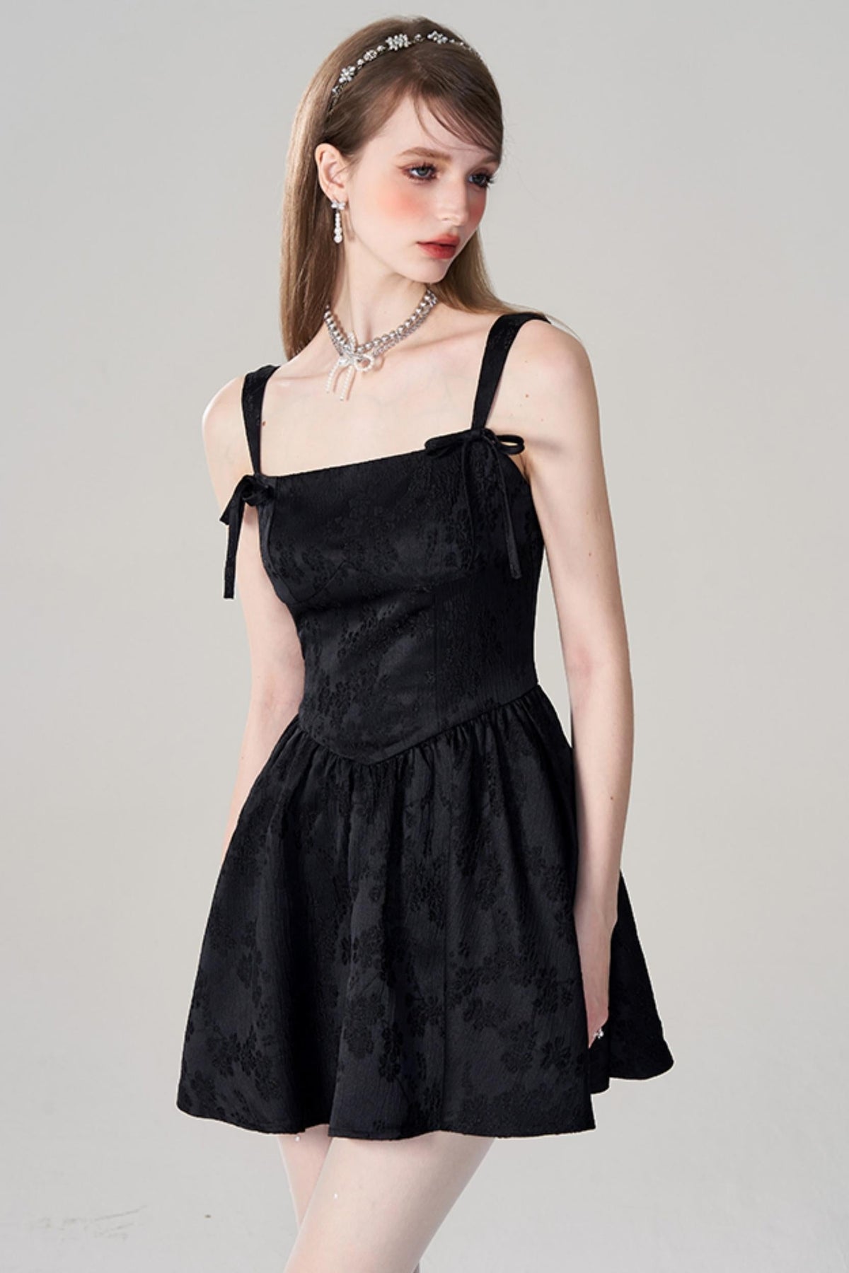 Chic Jacquard Double Strap Dress