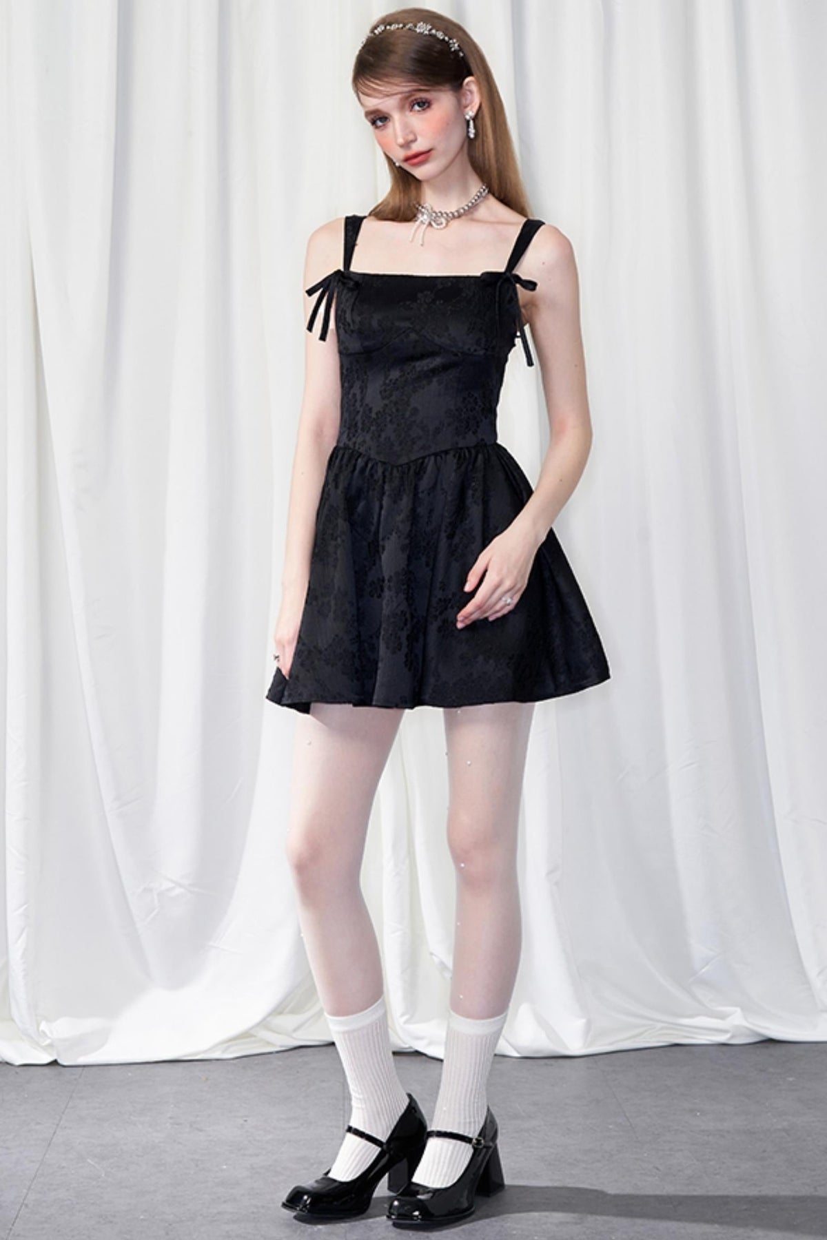 Chic Jacquard Double Strap Dress