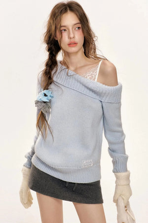 Chic Lace-Up Knit Sweater