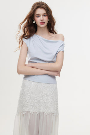 Chic Off-Shoulder Knit Tee