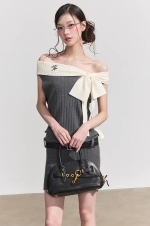 Chic One-Shoulder Bow Tie Mini Dress
