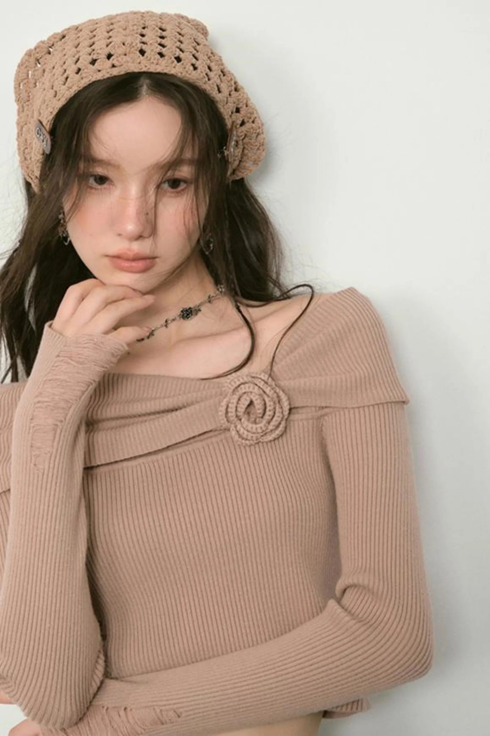 Chic Rose Knit Sweater
