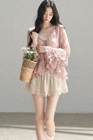 Chiffon Bell-Sleeve Blouse