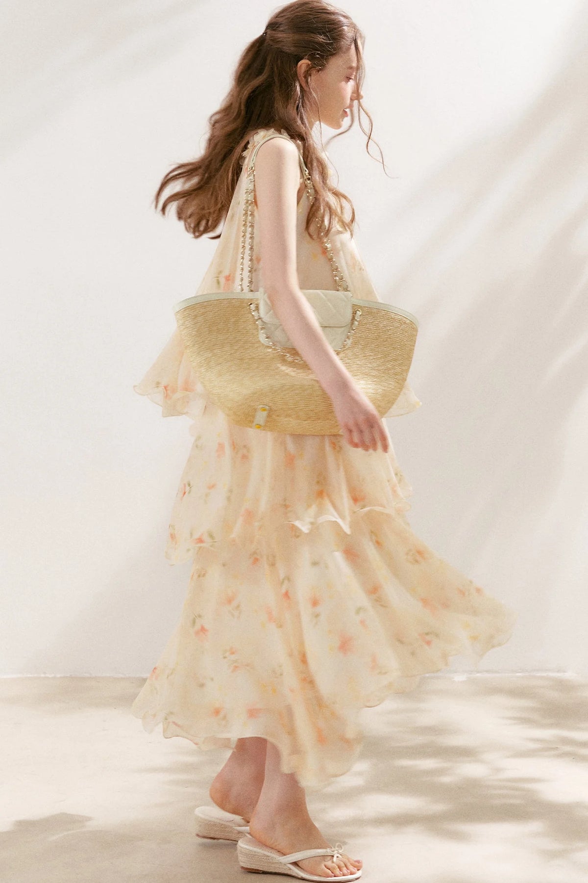 Chiffon Floral Halter Long Dress